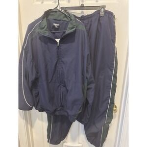 Vintage 90s Track Suit Jacket Pants Set Coach Blue‎ Green Mens XL FLAW